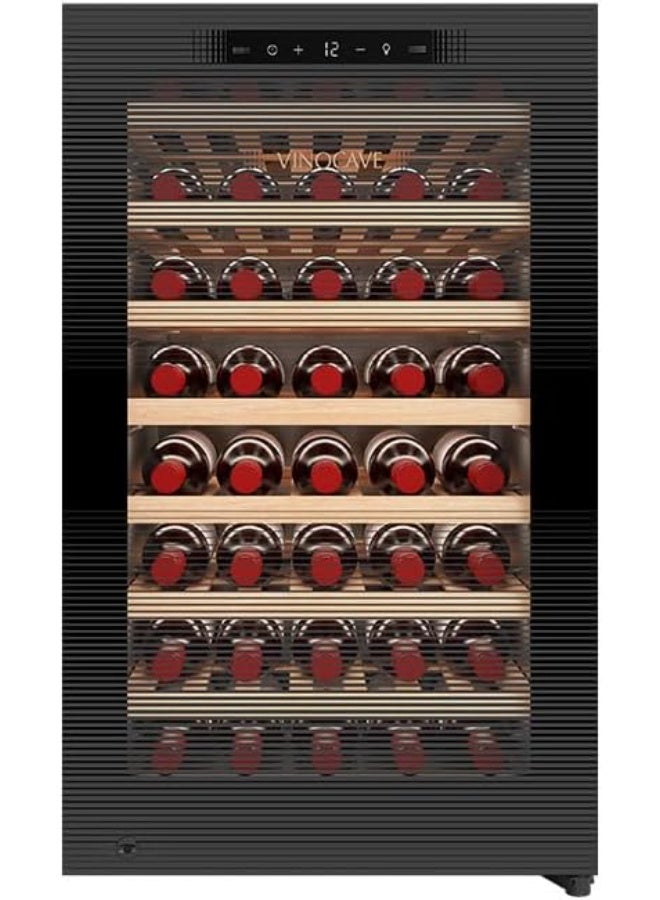 vinocave Wine Cooler, Beverage Fridge with 40 Bottles Capacity, automatic Temperature and humadity Control, Wooden Racks, Double Glazed UV Protection Glass Door, LED Display - for Hotels, Home & Office - Image 4